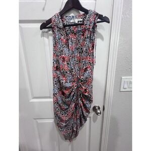 Veronica Beard Silk Floral Ruched Midi Dress Sleeveless Draped Bodycon Size 4
